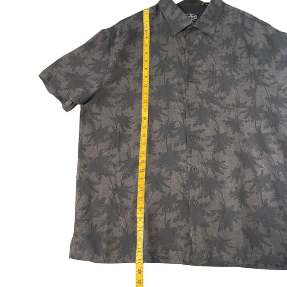 Nat Nast Hawaiian Camp Shirt Mens Size XL Brown Silk Cotton Tropical Palm Print - Picture 11 of 11